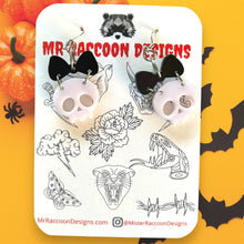 Load image into Gallery viewer, Black Bow Skulls Dangles
