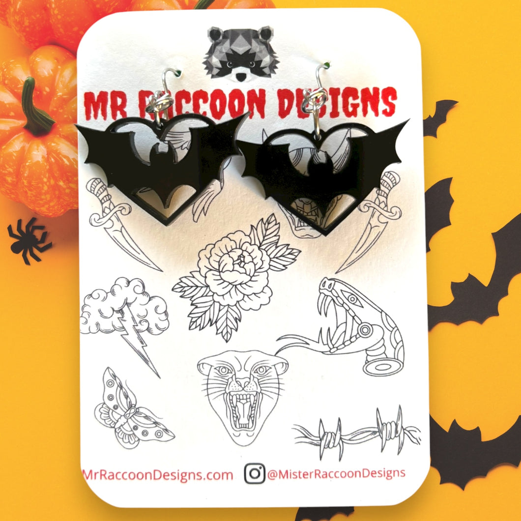 3D Bat Heart Dangles