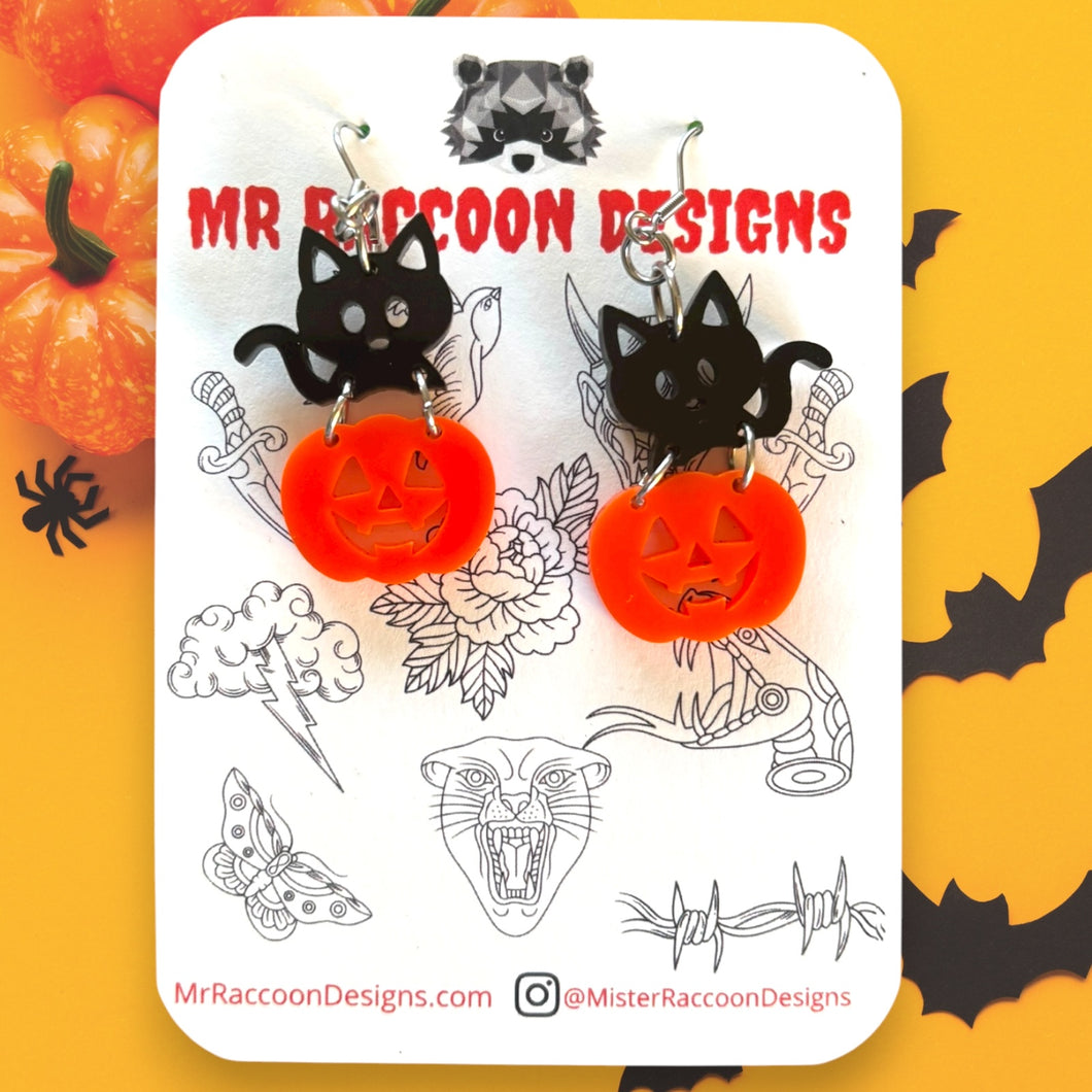 Kitty Pumpkin Dangles