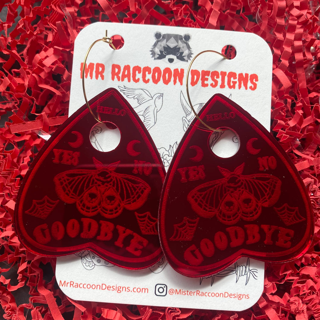 Red Mirror Planchette Dangles